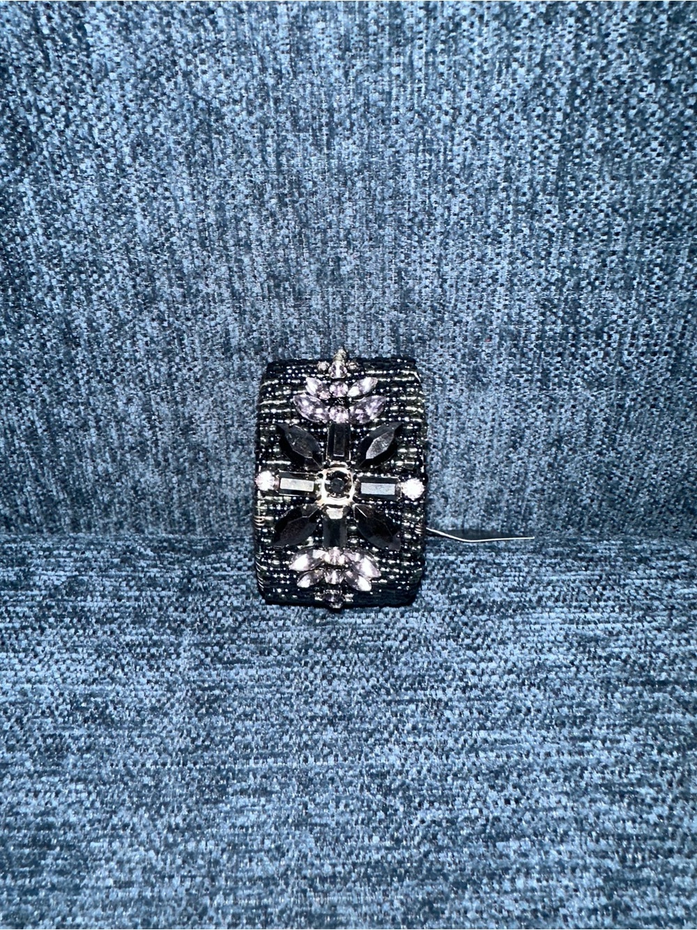 Cookie Lee Black Crystal-Embellished Cuff Bracelet